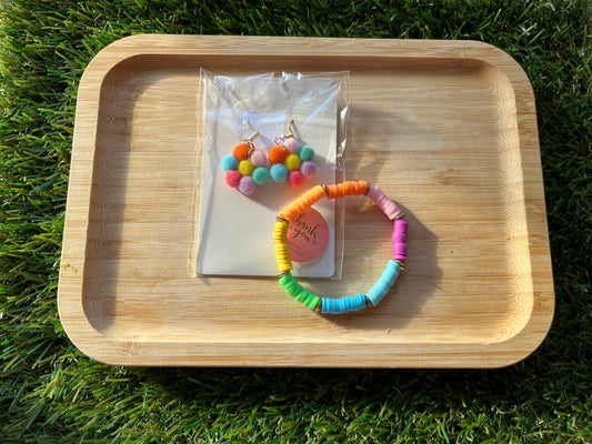 Rainbow Earrings and Bracelet Set